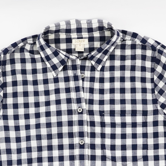 J.CREW Size S Gingham Classic Button-Down Shirt in Boy Fit - Navy - Picture 3 of 4